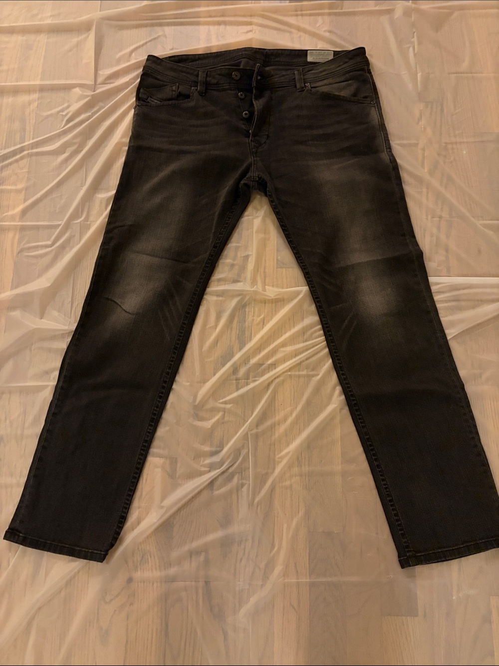 Diesel Men's Washed Black Slim Straight Jeans